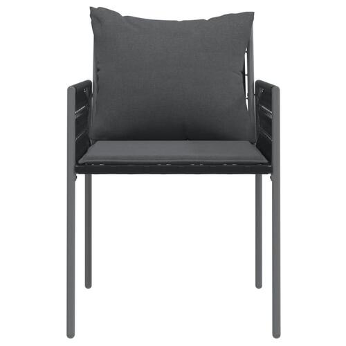 Havestole med hynder 2 stk. 54x61x83 cm polyrattan sort
