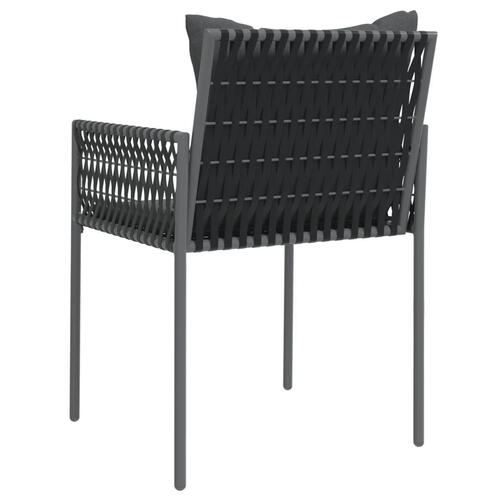 Havestole med hynder 2 stk. 54x61x83 cm polyrattan sort