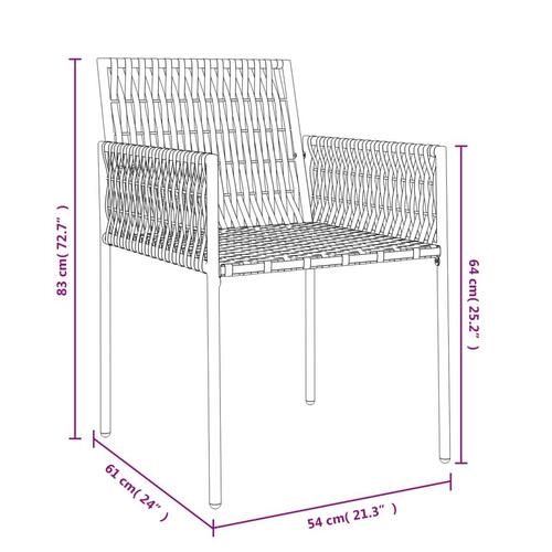 Havestole med hynder 2 stk. 54x61x83 cm polyrattan sort