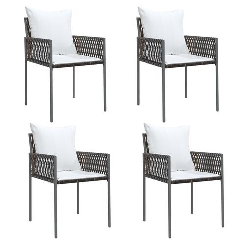 Havestole med hynder 4 stk. 54x61x83 cm polyrattan brun
