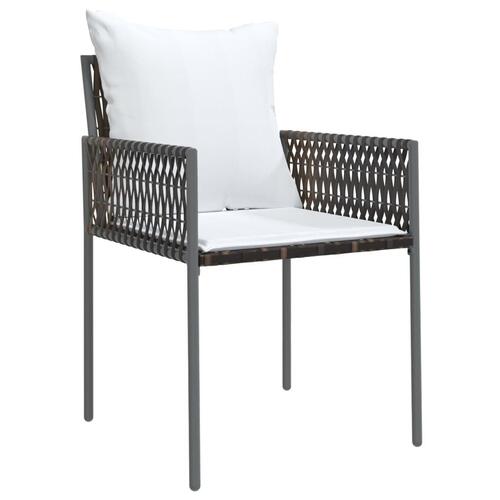 Havestole med hynder 4 stk. 54x61x83 cm polyrattan brun