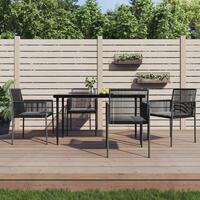 Havestole med hynder 4 stk. 54x60,5x83,5 cm polyrattan sort