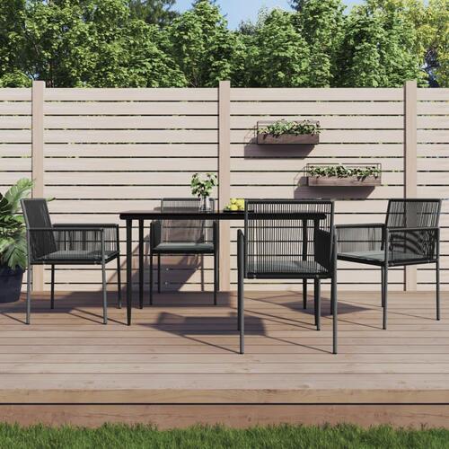 Havestole med hynder 4 stk. 54x60,5x83,5 cm polyrattan sort