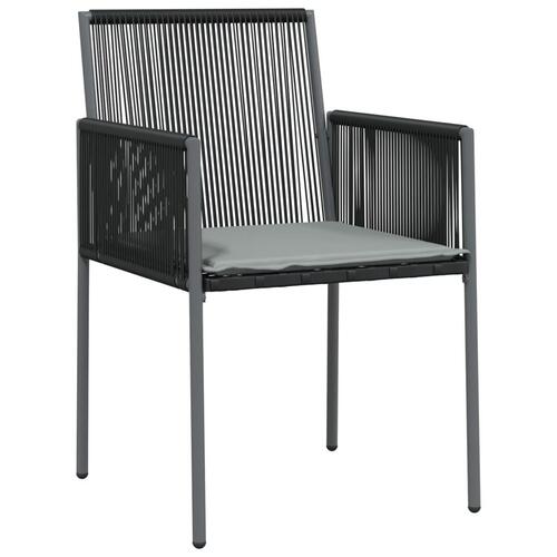 Havestole med hynder 4 stk. 54x60,5x83,5 cm polyrattan sort