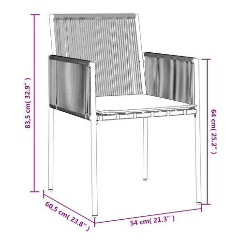Havestole med hynder 4 stk. 54x60,5x83,5 cm polyrattan sort