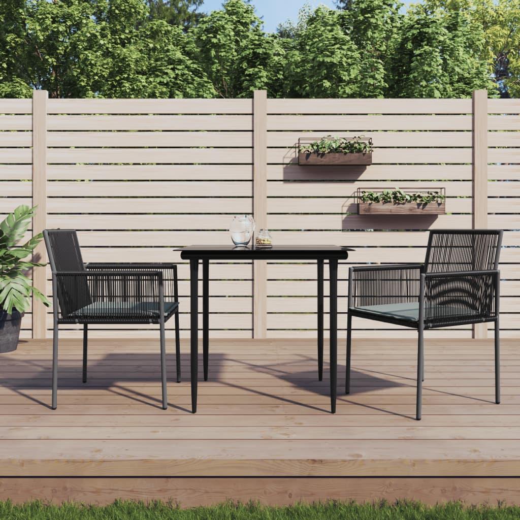 Havestole med hynder 2 stk. 54x60,5x83,5 cm polyrattan sort