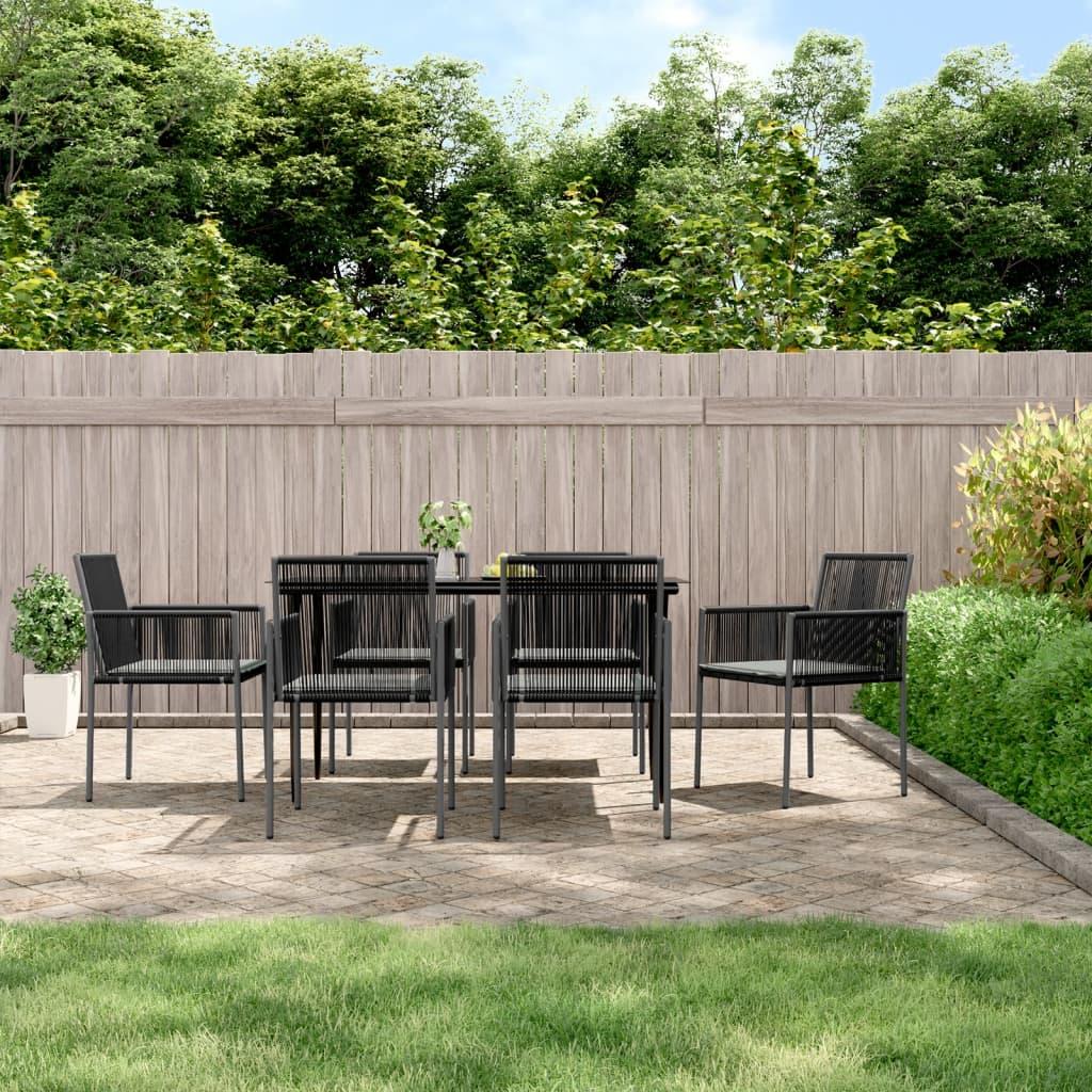 Havestole med hynder 6 stk. 54x60,5x83,5 cm polyrattan sort