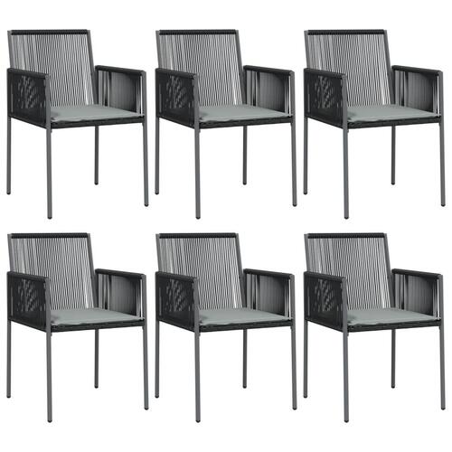 Havestole med hynder 6 stk. 54x60,5x83,5 cm polyrattan sort