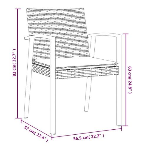 Spisebordssæt til haven 7 dele med hynder polyrattan og stål