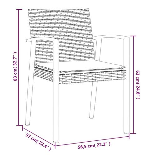Spisebordssæt til haven 7 dele med hynder polyrattan og stål