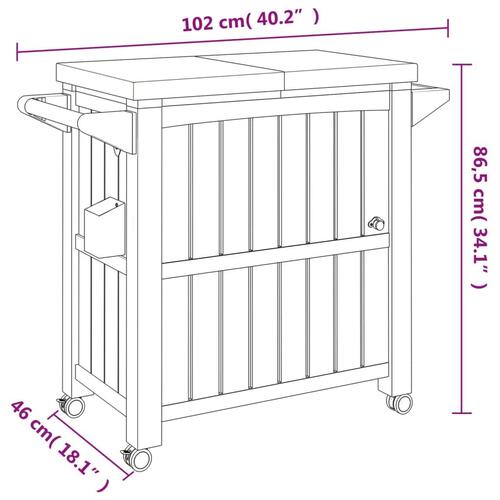 3-i-1 serveringsvogn polypropylen sort