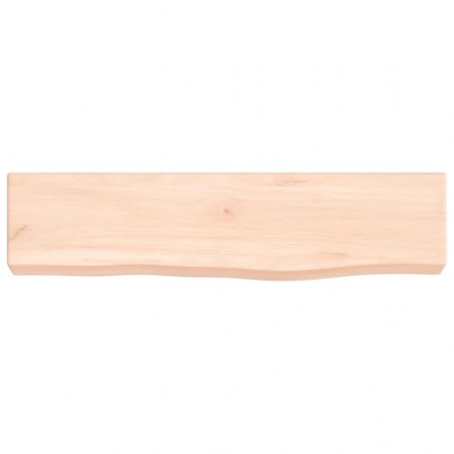 Væghylde 40×10×4 cm i ubehandlet massivt egetræ - naturlig kant