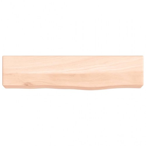 Væghylde 40 × 10 × 6 cm - ubehandlet massivt egetræ med naturlig kant
