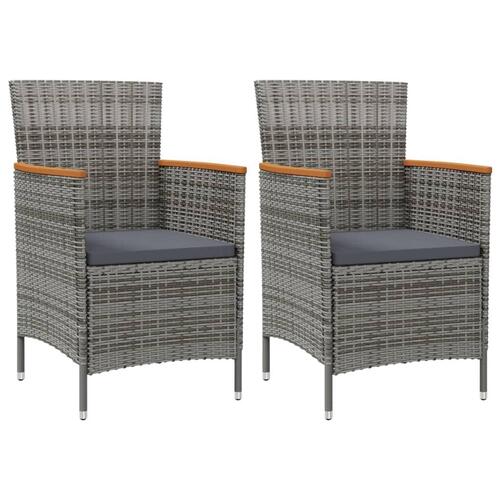 Havestole 2 stk. polyrattan grå