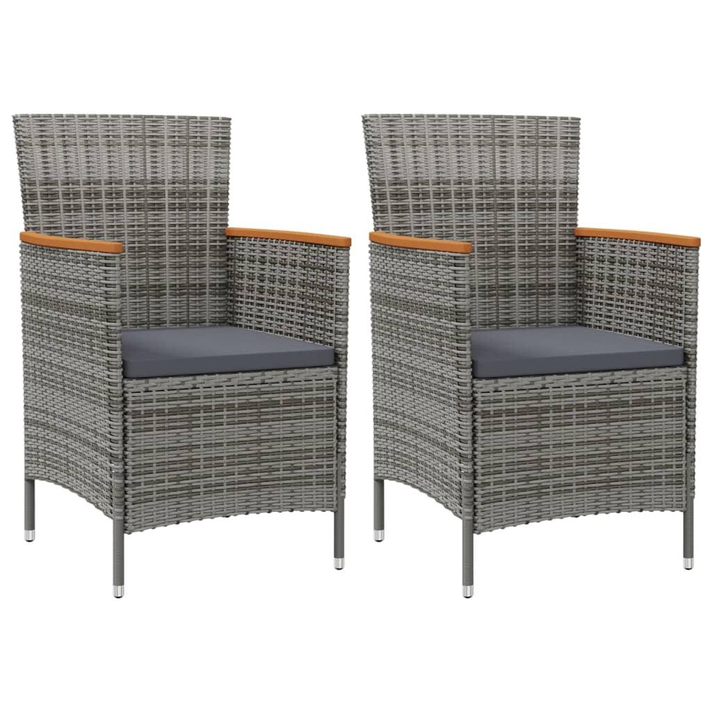 Havestole 2 stk. polyrattan grå