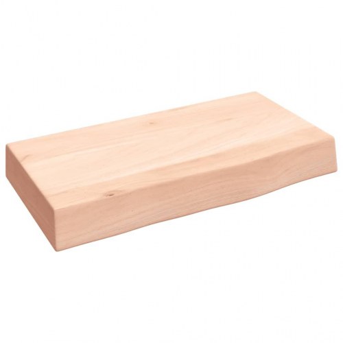 Væghylde 40×20×6 cm - ubehandlet massivt egetræ med naturlig kant