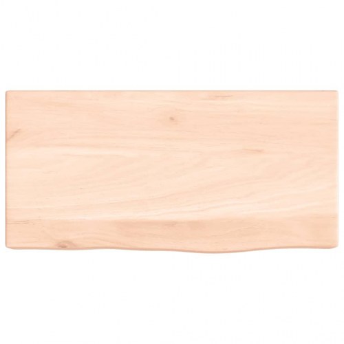 Væghylde 40×20×6 cm - ubehandlet massivt egetræ med naturlig kant
