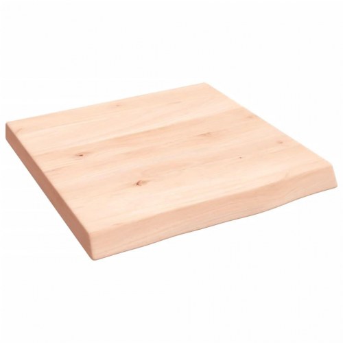 Væghylde 40 × 40 × 2-4 cm i ubehandlet massivt egetræ - rustik hylde med naturlig kant