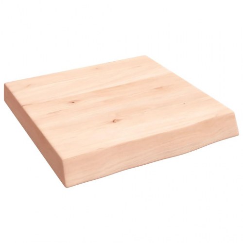 Væghylde 40 × 40 × 2-6 cm - ubehandlet massivt egetræ med naturlig kant