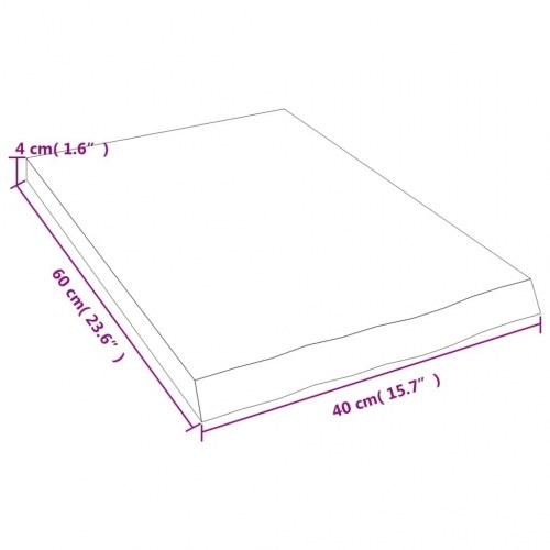 Væghylde i massivt egetræ 40×60×(2-4) cm - ubehandlet, naturlig kant