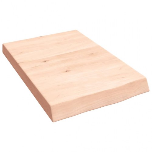 Væghylde 40×60×(2-6) cm i ubehandlet massivt egetræ - naturlig kant