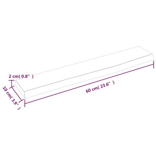 Væghylde 60x10x2 cm ubehandlet massivt egetræ