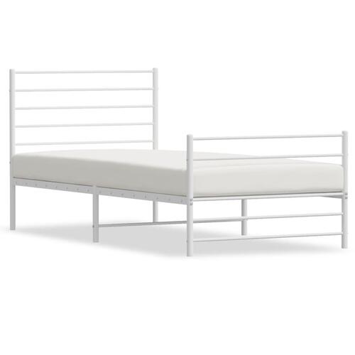 Sengeramme med sengegavl og fodgærde 107x203 cm metal hvid