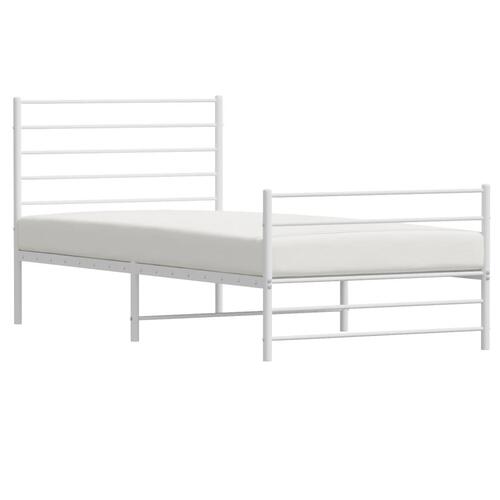 Sengeramme med sengegavl og fodgærde 107x203 cm metal hvid
