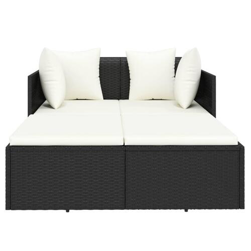 Solseng med hynder 182x118x63 cm polyrattan sort
