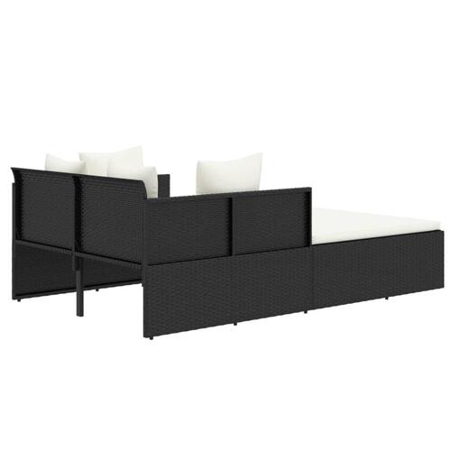 Solseng med hynder 182x118x63 cm polyrattan sort