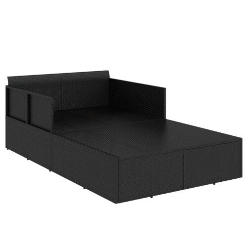 Solseng med hynder 182x118x63 cm polyrattan sort