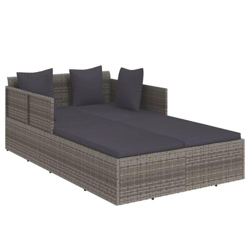 Solseng med hynder 182x118x63 cm polyrattan grå