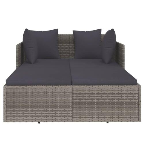 Solseng med hynder 182x118x63 cm polyrattan grå