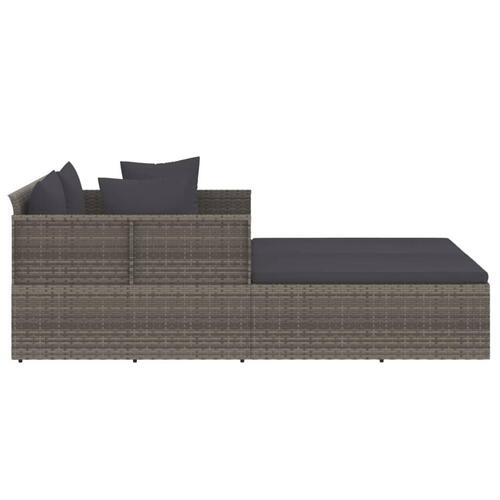 Solseng med hynder 182x118x63 cm polyrattan grå