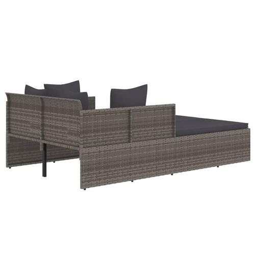 Solseng med hynder 182x118x63 cm polyrattan grå