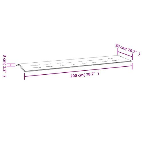 Hynde til havebænk 200x50x3 cm oxfordstof ternet sort