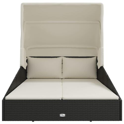 Solseng med foldbart tag 200x114x128 cm polyrattan sort