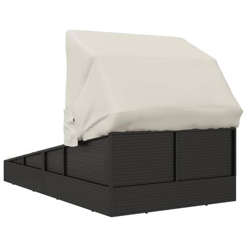 Solseng med foldbart tag 200x114x128 cm polyrattan sort