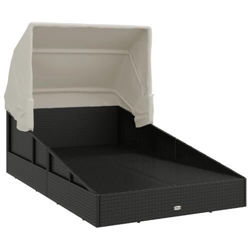 Solseng med foldbart tag 200x114x128 cm polyrattan sort