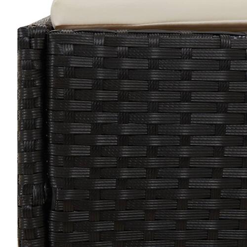 Solseng med foldbart tag 200x114x128 cm polyrattan sort