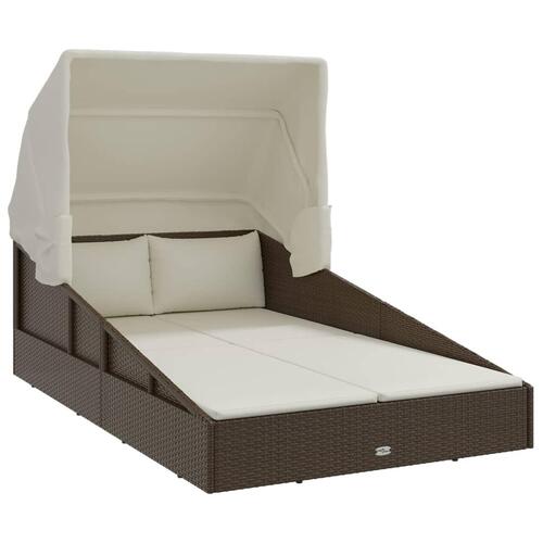 Solseng med foldbart tag 200x114x128 cm polyrattan brun