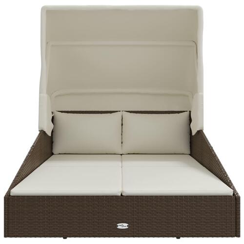 Solseng med foldbart tag 200x114x128 cm polyrattan brun