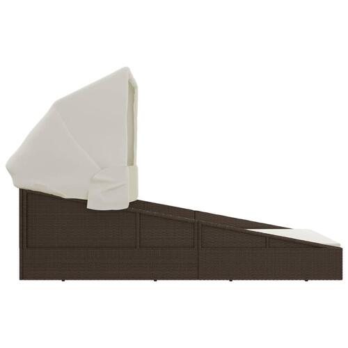 Solseng med foldbart tag 200x114x128 cm polyrattan brun