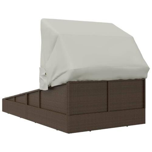 Solseng med foldbart tag 200x114x128 cm polyrattan brun