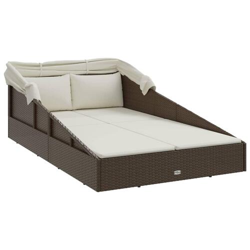 Solseng med foldbart tag 200x114x128 cm polyrattan brun