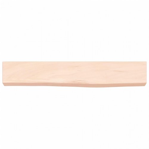 Væghylde i massivt egetræ - 60 × 10 × 6 cm, ubehandlet, med naturlig kant