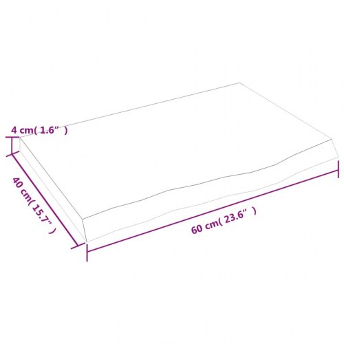 Væghylde 60×40×(2-4) cm - ubehandlet massivt egetræ med naturlig kant