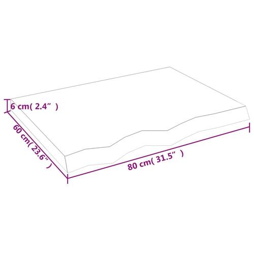 Væghylde 80x60x(2-6) cm ubehandlet massivt egetræ