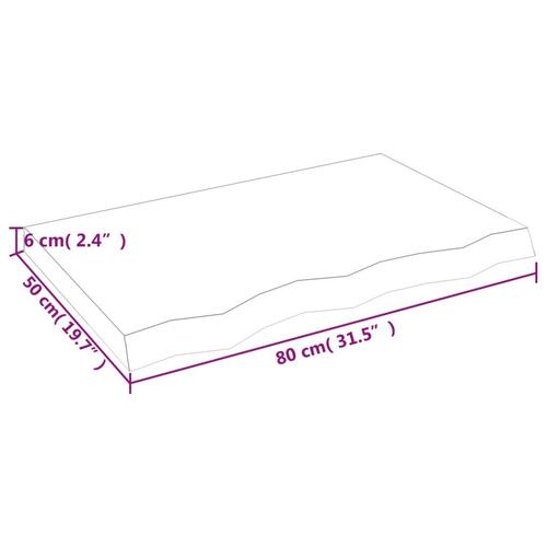 Væghylde 80x50x(2-6) cm ubehandlet massivt egetræ