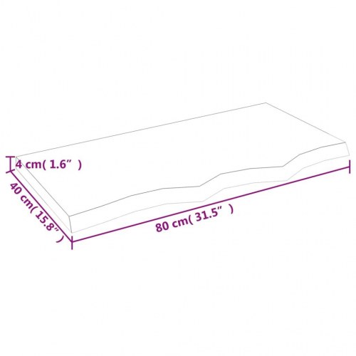 Væghylde 80×40×(2-4) cm - ubehandlet massivt egetræ med naturlig kant